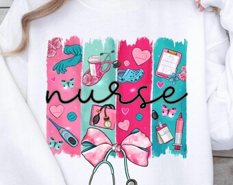 Nurse Coquette Png, Nurse Life Png, Nurse Png, Nursing Png, Nurse Floral Png, Brushstroke Nurse Png, Trendy Png, Nurse Sublimation Design