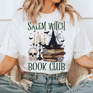 Salem Witch Book Club PNG, Book Reader Png, Spell Book Png, Spooky Season Png, Halloween Sublimation Design, Spooky Vibes Png, Retro Designs
