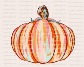 Preppy Fall Pumpkin PNG, Fall Png, Painted Pumpkin Sublimation Png Design, Gingham Png, Thanksgiving png, Colorful Pumpkin Png, Fall Pumpkin