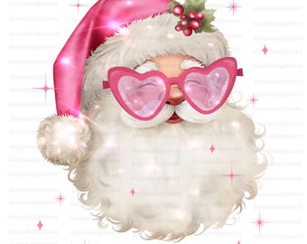 Pink Santa png, vintage kerstman, kerstman png, kerstontwerp downloaden, retro kerst png, roze kerst png, preppy kerstman png, kerstman