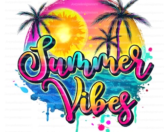 Summer Vibes Png, Sublimation Design, Colorful Summer Clipart, Neon Summer Digital Image, Tropical Png, Hello Summer, Beach Digital Image