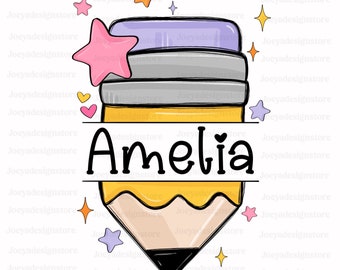 Nome personalizado Lápis Png, De Volta às Aulas Png, Professor Lápis Png, Escola Menina Png, Primeiro Dia de Aula, Jardim de Infância, Pré-K, Personalizar Lápis