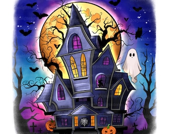 Haunted House PNG, Halloween Sublimation Digital Design Download, Spooky Season Png, Spooky Png, Halloween Pumpkin Png, Ghost Png, Boo Png
