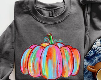 Preppy Fall Pumpkin PNG, Fall Png, Painted Pumpkin Sublimation Png Design, Gingham Png, Thanksgiving png, Colorful Pumpkin Png, Fall Pumpkin