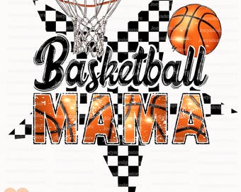 Basketball Mama Png, Retro Basketball Distressed Mom T-Shirt Mug Design, Game Day Clipart, Sports Mom Sublimation Printing Instant Download