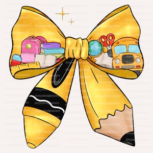Pencil Bow PNG, Pink Crayon Bow PNG, Back to School Coquette PNG Digital Design Download, Girl School Png, school bus png, Coquette Teacher