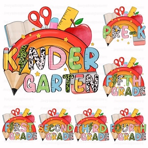 Retro Back to School Png Bundle, Teacher Png, Retro Teacher Png, First Day Of School, School Png, Kindergarten 1st/2nd/3rd Grade, Team Grade