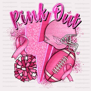 Football Pink Out Png, Pink Out Png, Breast Cancer Png, In October We Wear Pink Png, Game Day, Tackle Cancer Png, Football and Cheer Design