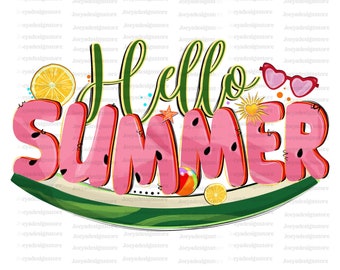 Hello Summer Png, Summer Sublimation Designs, Summer Vibes Png, Watermelon Png, Digital Download Png, Summer Png, Beach Png, Groovy Shirt
