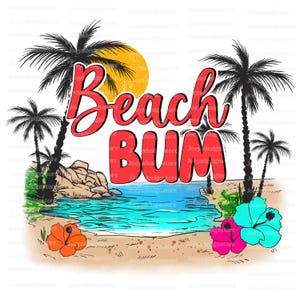 Beach Bum Png, Summer Sublimation Png, Retro Beach Design, Beach Lover Design, Retro Summer Png, Summer Vibes Svg, Tropical Png, Beach Png