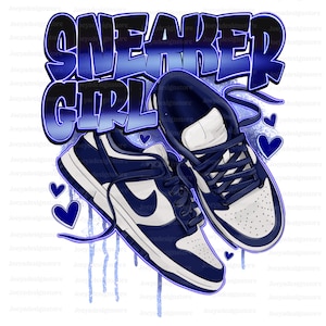 Sneaker Girl Png, Sneaker Matching, Sneaker Head Png, Sneaker Babe Png, Navy Blue Sneakers, Black Woman Png, Sublimation Designs, Png