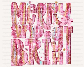 Vrolijk en helder png, roze kerst png, glitterkerst, kerstmis digitaal ontwerp, kerstboom, preppy kerst png, coquette christmas png
