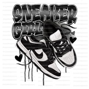 Sneaker Girl Png, Sneaker Matching, Sneaker Head Png, Sneaker Babe Png, Black and White Sneakers, Black Woman Png, Sublimation Designs
