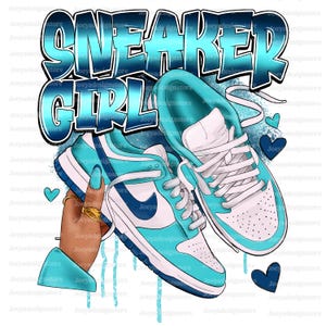 Sneaker Girl Png, Sneaker Matching, Sneaker Head Png, Sneaker Babe Png, Turquoise Sneakers, Black Woman Png, Sublimation Designs, Afro Woman