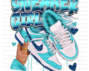 Sneaker Girl Png, Sneaker Matching, Sneaker Head Png, Sneaker Babe Png, Turquoise Sneakers, Black Woman Png, Sublimation Designs, Afro Woman