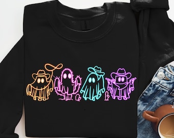 Cowboy Ghosts Png, Howdy Halloween Png, Western Ghost Png, Spooky Season, Halloween Png, Halloween Neon Png, Halloween Boo Png, Ghost Shirt