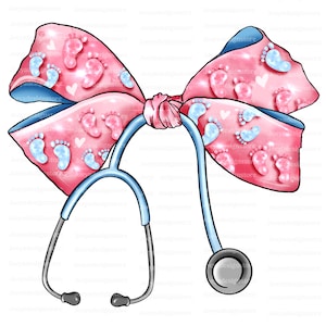 Labor and Delivery Nurse Bow Png, L&D Nurse Png, Nurse Png, Stethoscope Bow Png, Stethoscope Png, Coquette Nurse Png, Nurse Shirt Png, Nurse