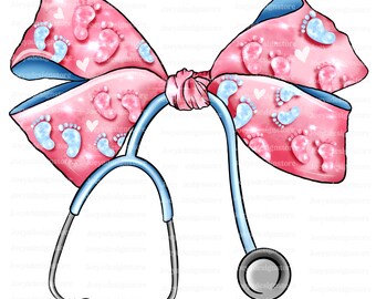 Labor and Delivery Nurse Bow Png, L&D Nurse Png, Nurse Png, Stethoscope Bow Png, Stethoscope Png, Coquette Nurse Png, Nurse Shirt Png, Nurse