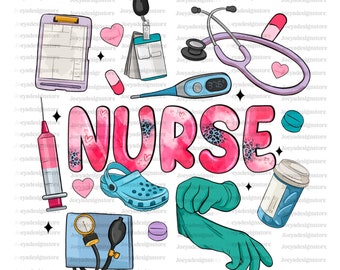 Nurse Png Sublimation Design Download, Nurse Life Png, Nursing Png, Nurse Png, Nurse Sublimation Design Png, Nurse Stuff Png, Nurse Doodles