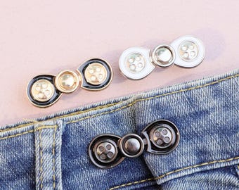 Adjustable Jeans Waist Tightener Buttons – No Sew Metal Hook, Reduce Pants Waist In Second