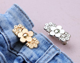 Jeans Waist Tightener Buttons - Alloy Adjuster, Waist Clips, Cardigan Clip, No-Sew Button Pins