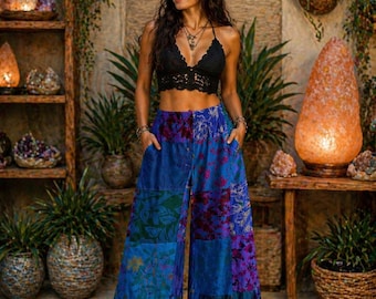 patchwork cotton statement pants