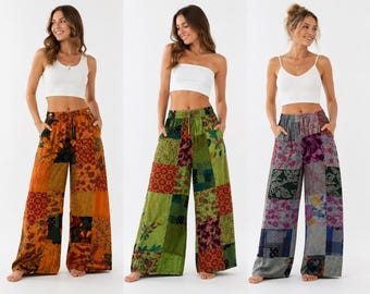 Pantaloni di cotone patchwork