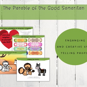 Manualidades del Buen Samaritano, Educación en el hogar cristiana, Manualidades de parábolas de Jesús, Escena de la historia, Escuela dominical, Escuela sabática, Imprimible cristiano.