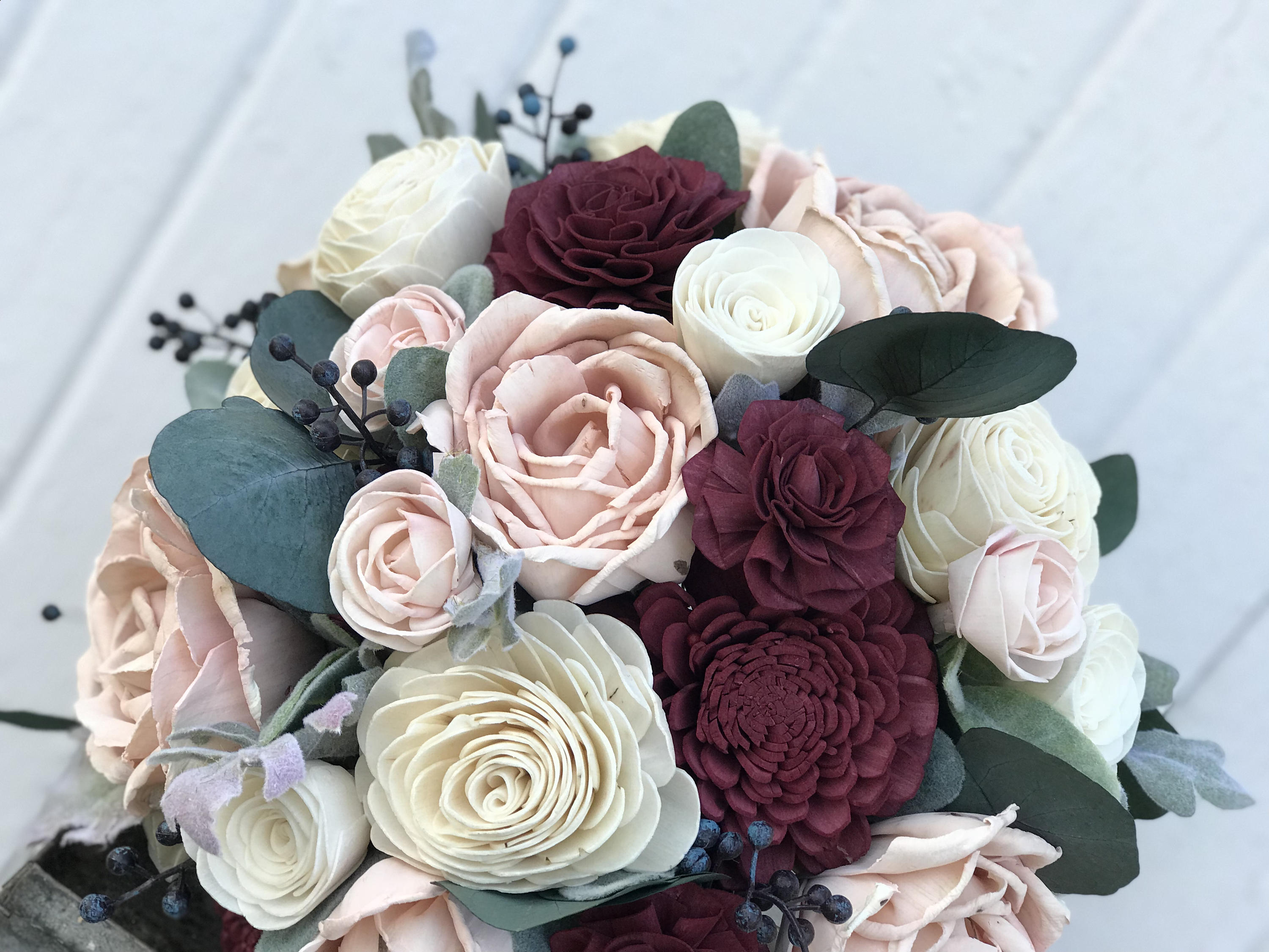 Sola flower bouquet burgundy sola wood flower wedding Etsy
