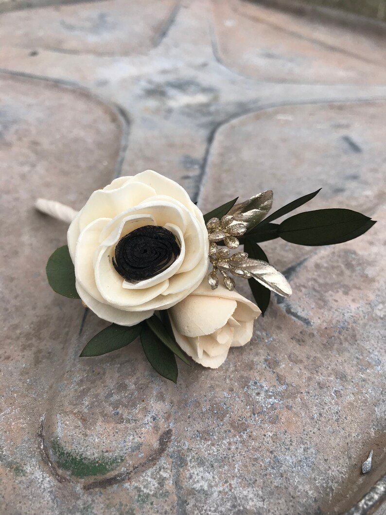 Sola wood flower boutonniere CUSTOM boutonniere made in any Etsy