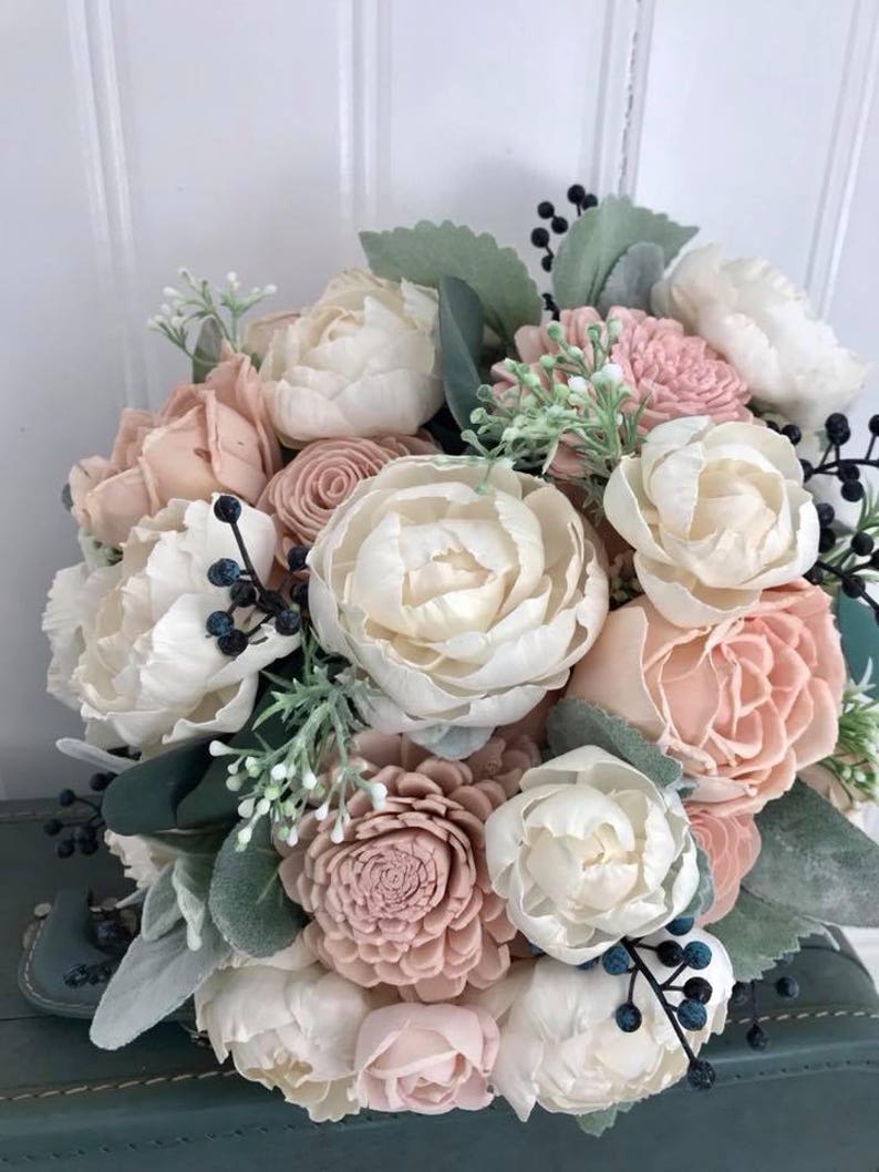 Sola flower bouquet blush pink sola wood flower wedding image 3