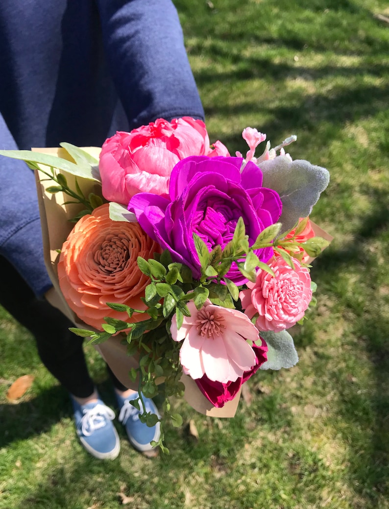 Wood Flower Bouquet Sola Wood Flower Centerpiece Spring Home Etsy