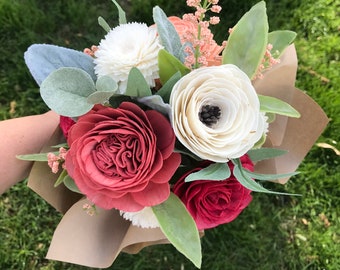 Wood flower bouquet, sola wood flower centerpiece, spring centerpiece, ranunculus bouquet, birthday gift, wooden flowers, anemone bouquet