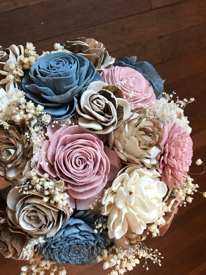 Sola flower bouquet brides wedding bouquet dusty blue and Etsy