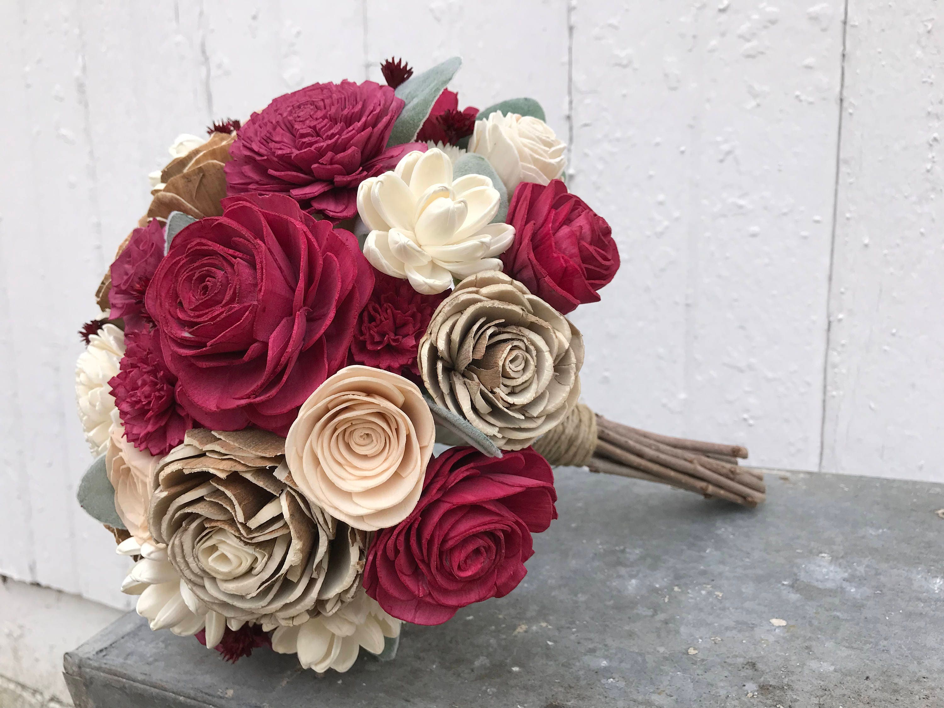 Sola Wood Flowers Wedding / Burgundy & Peach Sola Wood Flower Wedding