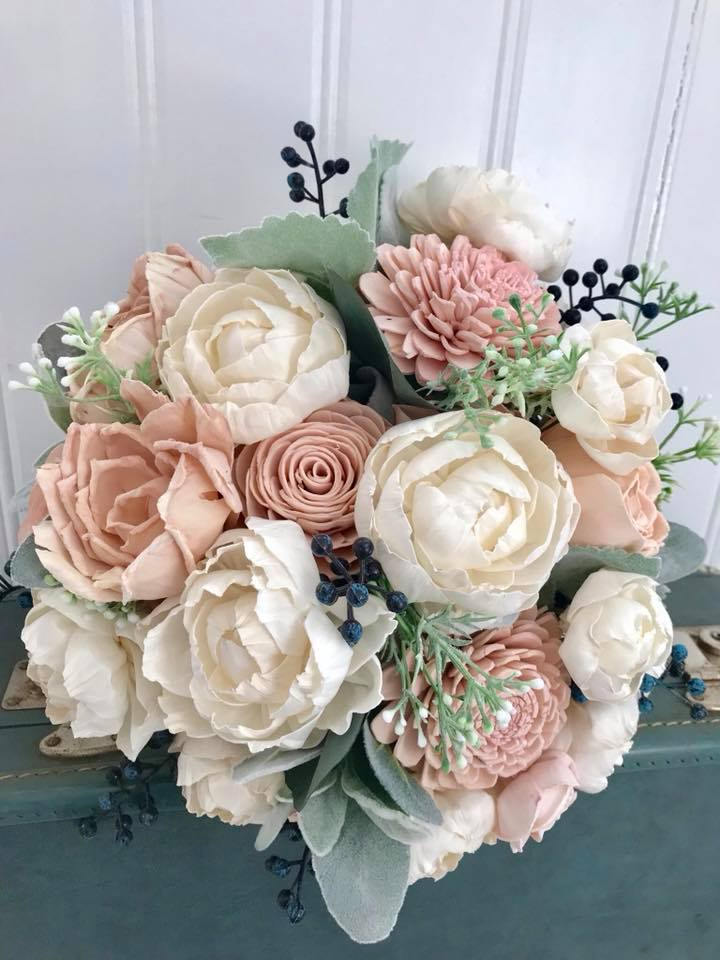 w.o.d.　F.L.O.W.E.R.S. Sola Flower Bouquet, Blush Pink Sola Wood Flower Wedding