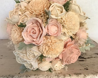 Sola flower bouquet, brides wedding bouquet, blush wedding flowers, eco flower bouquet, alternative keepsake bridal bouquet, champagne