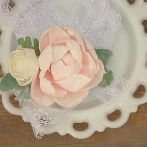 Blush Pink Corsage, Ivory Wrist Corsage, Sola Wood Flower, Mothers ...