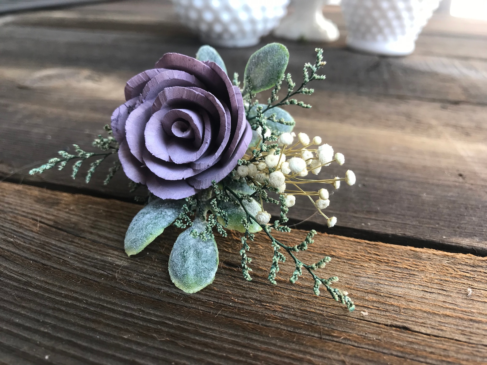 Sola Wood Flower Boutonniere Lilac Wood Flower Boutineer Pin Etsy