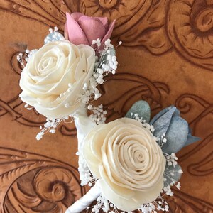 Sola flower boutonniere, READY TO SHIP, ivory grooms boutonniere, sola wood flower,Dusty rose boutineer, mauve wedding flowers