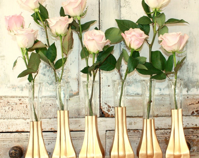 Gold Vases Gold Wedding Decor Set of 6 Gold Dipped Budvases Etsy