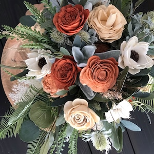 Ava~ Copper bridal bouquet, sola wood flowers, fall wedding flowers,  wooden flowers, copper and rust, boho bridal bouquet, wedding flowers