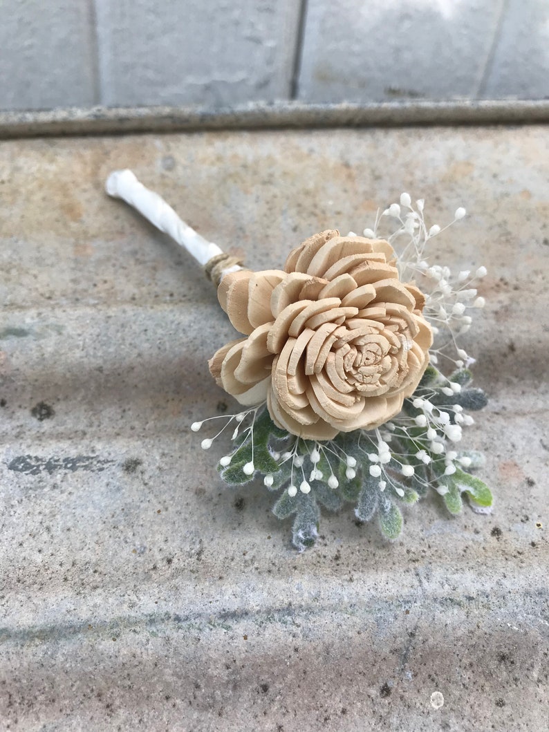 Sola wood flower boutonniere CUSTOM boutonniere made in any Etsy