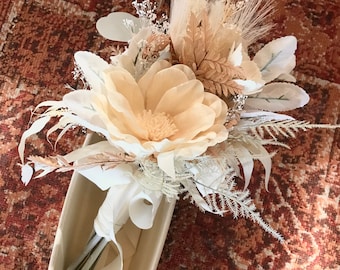 Boho wedding bouquet, the Calliope collection, READY TO SHIP, sola wood flower bouquet, all ivory, naturals, neutral bouquet, elopement