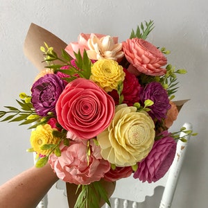 Wood flower bouquet, sola wood flower centerpiece, home decor, zinnia bouquet, housewarming gift, FREE ship, bright home decor, birthday