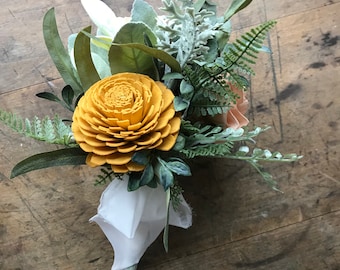 Jessie ~ Copper wedding flowers, sola wood flowers, rust wooden flowers, READY TO SHIP, sienna , boho bouquet, anemone wedding bouquet