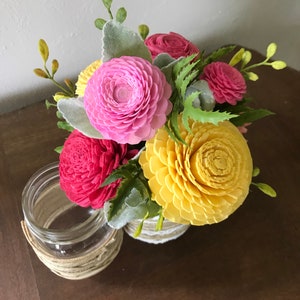 Wood flower bouquet, sola wood flower centerpiece, home decor, zinnia bouquet, housewarming gift, wooden flower bouquet image 9