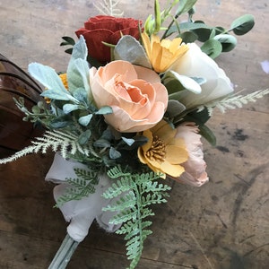 Jessie Copper wedding flowers, sola wood flowers, rust wooden flowers, READY TO SHIP, sienna , boho bouquet, anemone wedding bouquet image 9