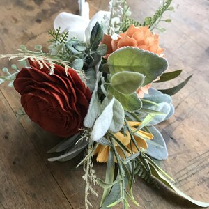 Jessie Copper wedding flowers, sola wood flowers, rust wooden flowers, READY TO SHIP, sienna , boho bouquet, anemone wedding bouquet image 6