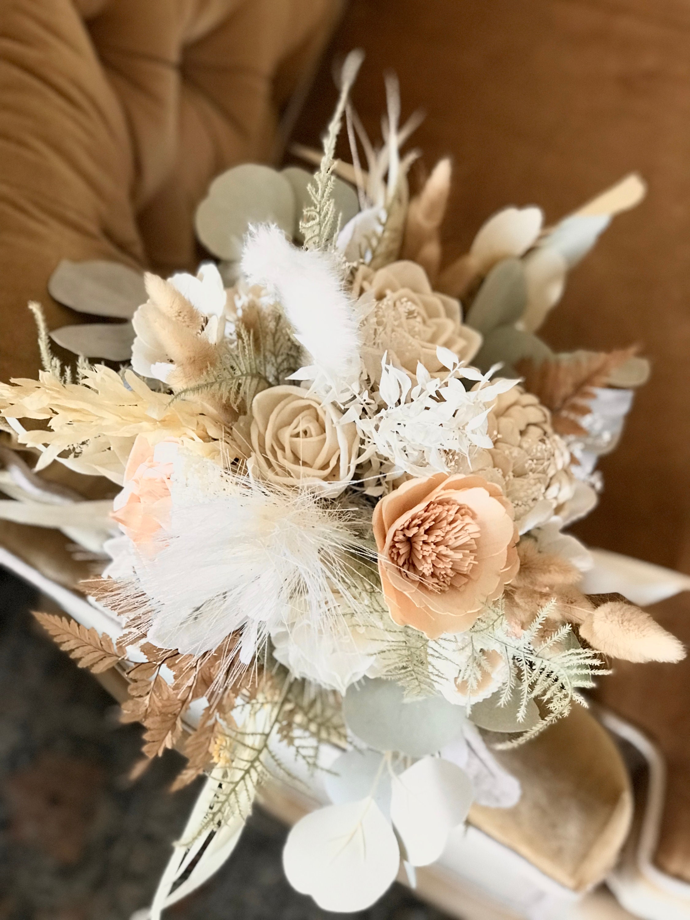 Boho wedding bouquet, the Calliope collection, READY TO SHIP, sola 